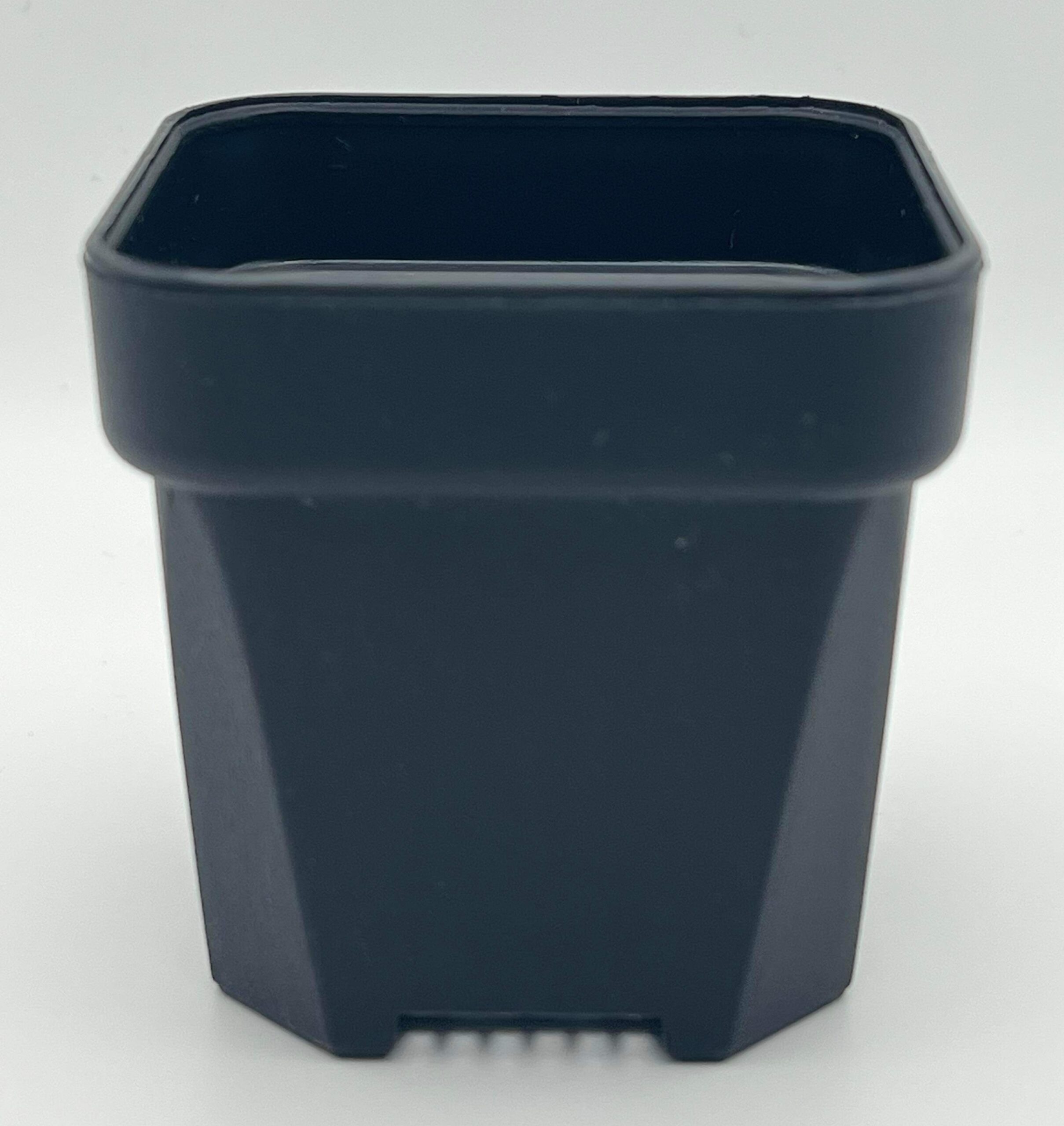 Black Plastic Chamfered Edge Square Pot - 6.3cm (Size DP01)